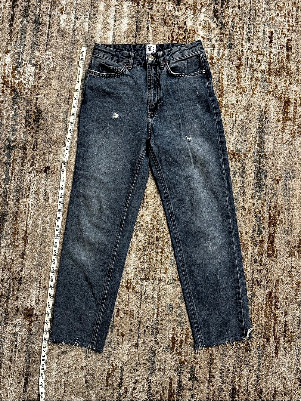 BDG Mom Jeans Distressed Straight Leg Jeans in Blue Waist 25